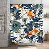 Decorative Fish Bath Mats Waterproof Bathroom Shower Curtain for Modern Home Decoration 3D Printed Blue White Floral Print Water