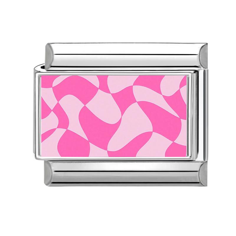 New Lovely 26 English Letter Pink Italian Charm Links Fit 9MM Stainless Steel Bracelet Women Men DIY Birthday Making Gift