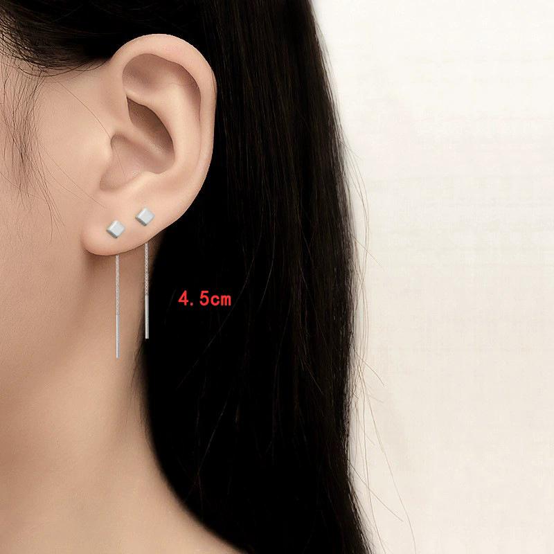 925 Silver Star Earring for Women Girl Simple Tassels Chain Fashion Office Jewelry Gift