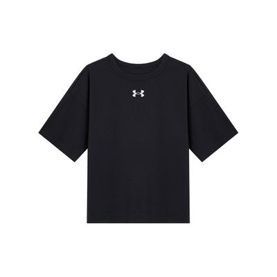 Solid Color Crew Neck Loose Fit Short Sleeve Sport T-Shirt Women Tops Black 1376554-001