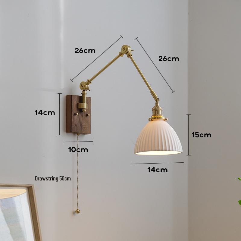 Nordic Minimalist Copper Rotatable Wall Lamp for Bedroom and Living Room