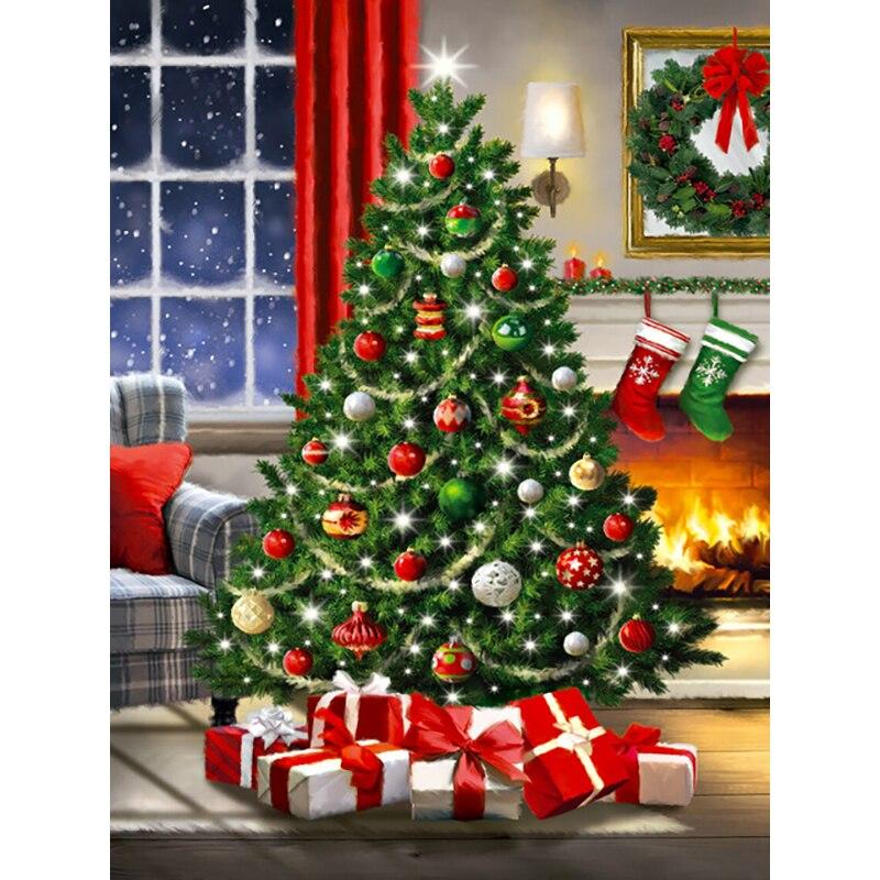 5D DIY Diamond Painting Christmas Tree Diamond Embroidery Cross Stitch Crafts Full Round Drill Home Decor Christmas Gift