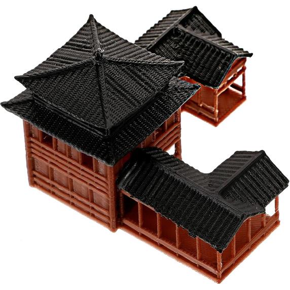 B0D5DC8MHG Miniature Japanese Statue - Hand Crafted Plastic Fish Tank Decor, Asian Garden Ornament, Ancient Architecture Model for Home, Office, and