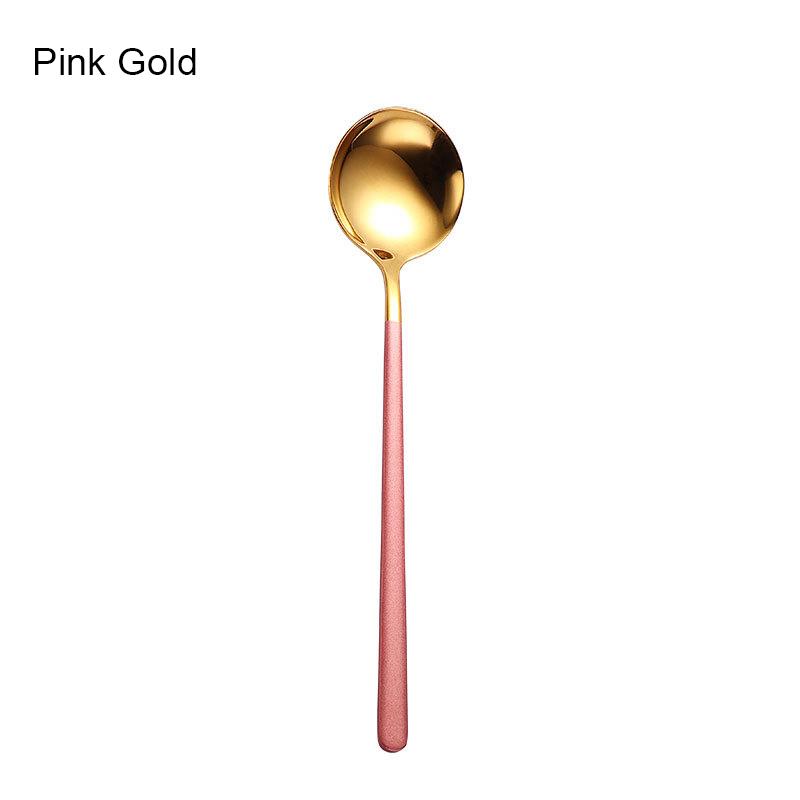 Korean Spoon Stainless Steel Exquisite Long Handle Spoon Soup Kitchenware Dessert Spoon Kitchen Tableware Akcesoria Kuchenne
