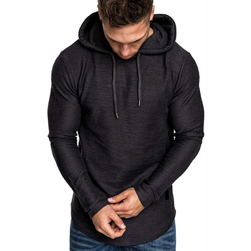 T-shirt con cappuccio a maniche lunghe da uomo, vestibilità larga, casual, streetwear