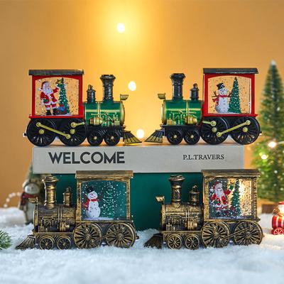 Retro vánoční ozdoby na vlak Santa Claus Sněhulák LED světla Stolní dekorace Veselé Vánoce Křišťálové ozdoby Vánoční dekorace