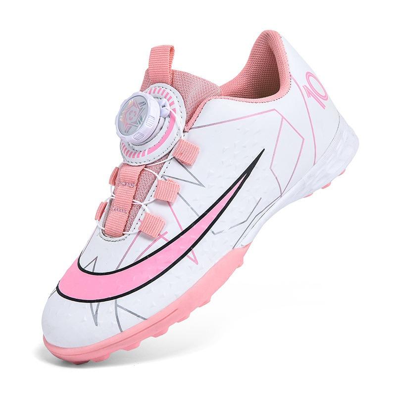 Rotary Buckle Children's Football Shoes Broken Nails Artificial Turf Youth Students Non-slip Leather Foot Training Shoes