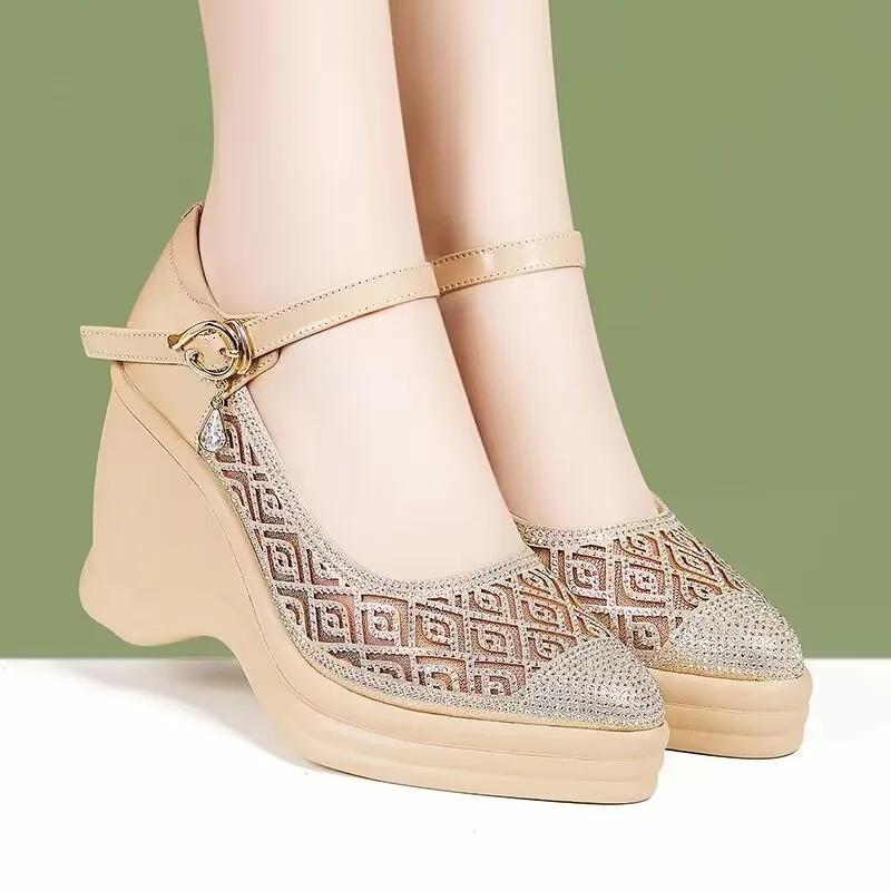 2025 Hot Sale Women's Shoes Buckle Strap Women's High Heels Fashion Crystal Office and Career Sexy Pointed Toe Shoes for Women