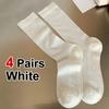 4 Pairs Women Mid To Small Leg Socks Knee High Socks Socks Black White Gray Summer Thin Sweet Style Transparent Stacked Socks