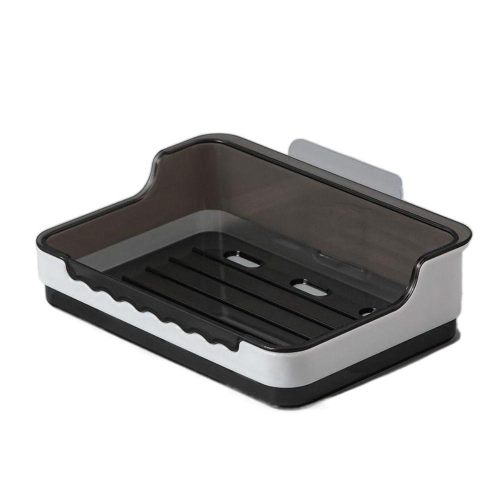 With Lid Soap Holder Organizer Double Layers Punch-Free Soap Storage Tray Detachable Wall Mounted Soap Dish