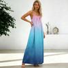 Women's Fashion Backless Spaghetti Strap Casual Loose Gradient Print Dress