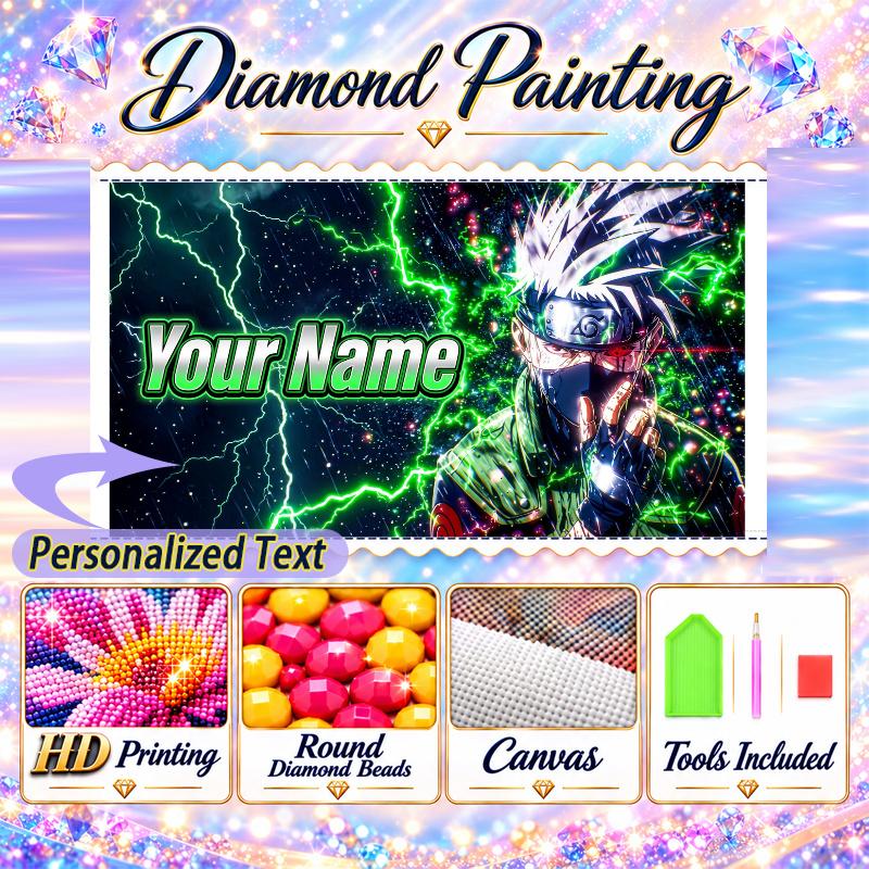 Personalized Kakashi Hatake Diamond Art Custom Name 5D Diamond Painting Full Drill DIY Craft
