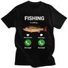 Cool Fishing Is Calling T Shirt Men 100 Cotton Tshirt Angler Fishman Lover Tee Tops Fashion Tshirt For Husband Boyfriend