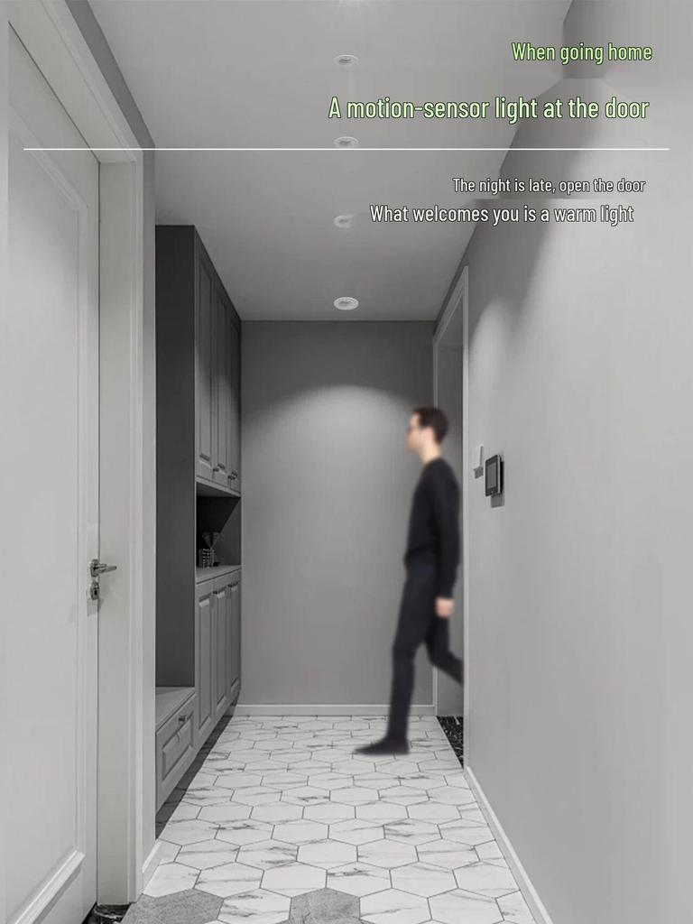 Full-Spectrum Anti-Glare Human Sensor Downlight for Home and Hotel Corridors