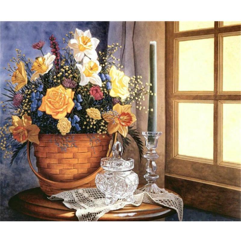 

Полный круглый / квадратный 5D Diy бриллиант живопись подоконник с цветами алмазная вышивка крестиком наборы домашний декор подарки ручной работы