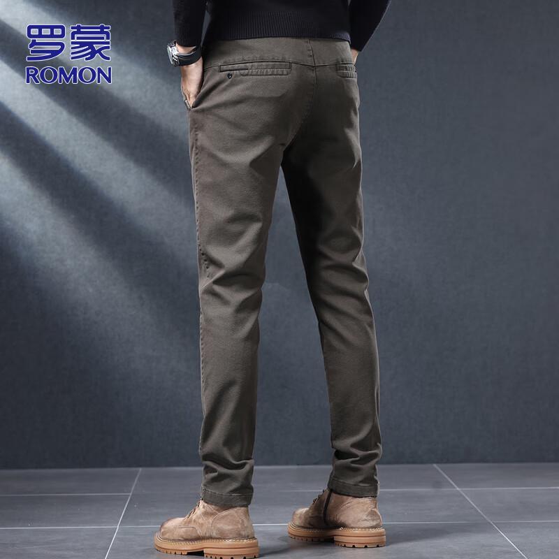 ROMON Men's Stretch Straight-Leg Casual Pants