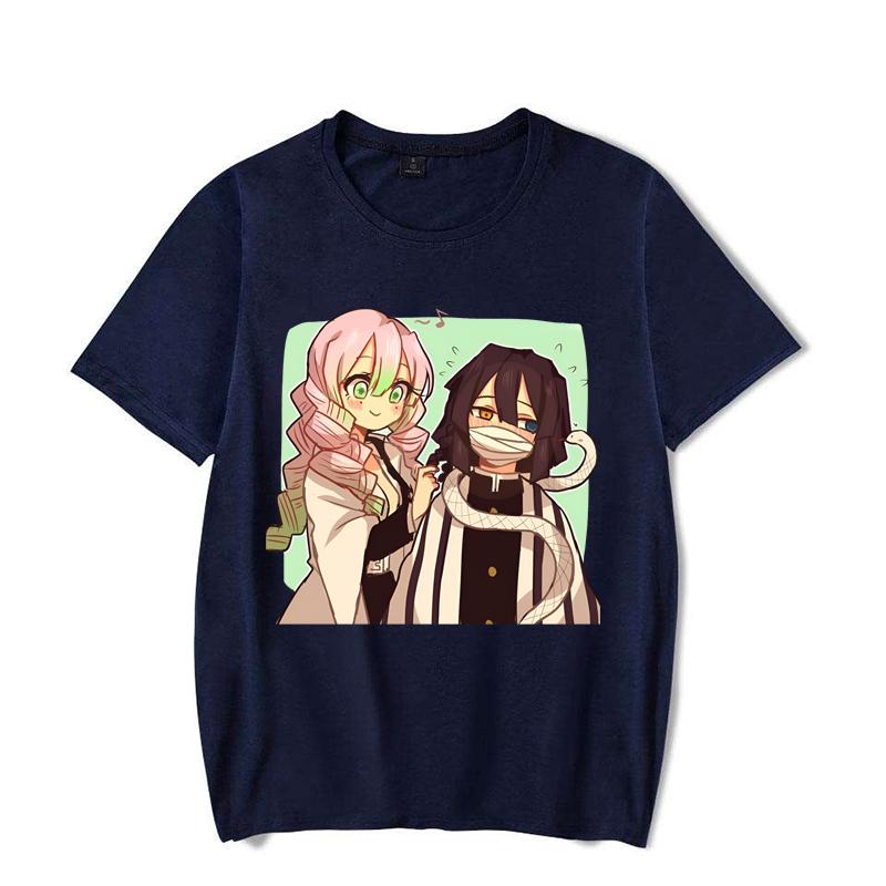 New Anime Kanroji Mitsuri Iguro Obanai Print T-shirts Women Men Summer Cool Short Sleeve Couple Y2K Casual T-shirts
