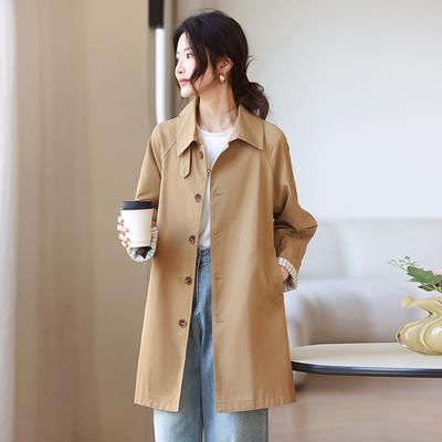 Spring and Autumn New Korean Version Loose Single-breasted Medium and Long Trench Coat Fashion Polo Collar Slim Jacket Top Women
