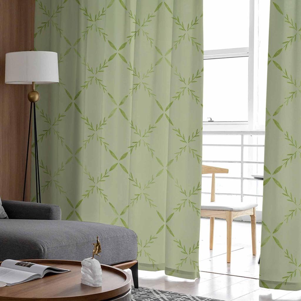 Diamond Grid Texture Sage Green Sheer Curtains for Kids Bedroom Living Room Voile Window Curtains Tulle Drapes