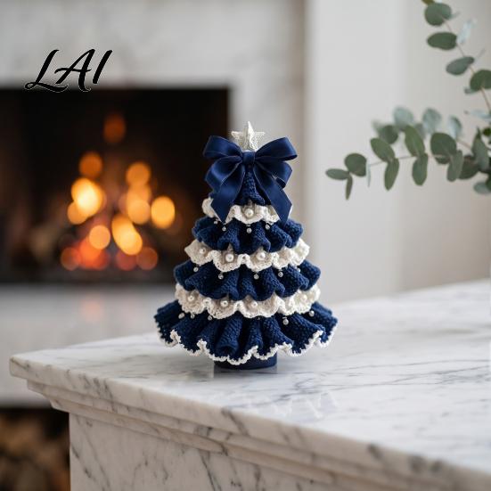Decorative Yarn Tree for Bookshelves DIY Crochet Christmas Kit Beginner-Friendly Xmas Craft Kit with Bow Handmade Fairy Tale Project And Faux