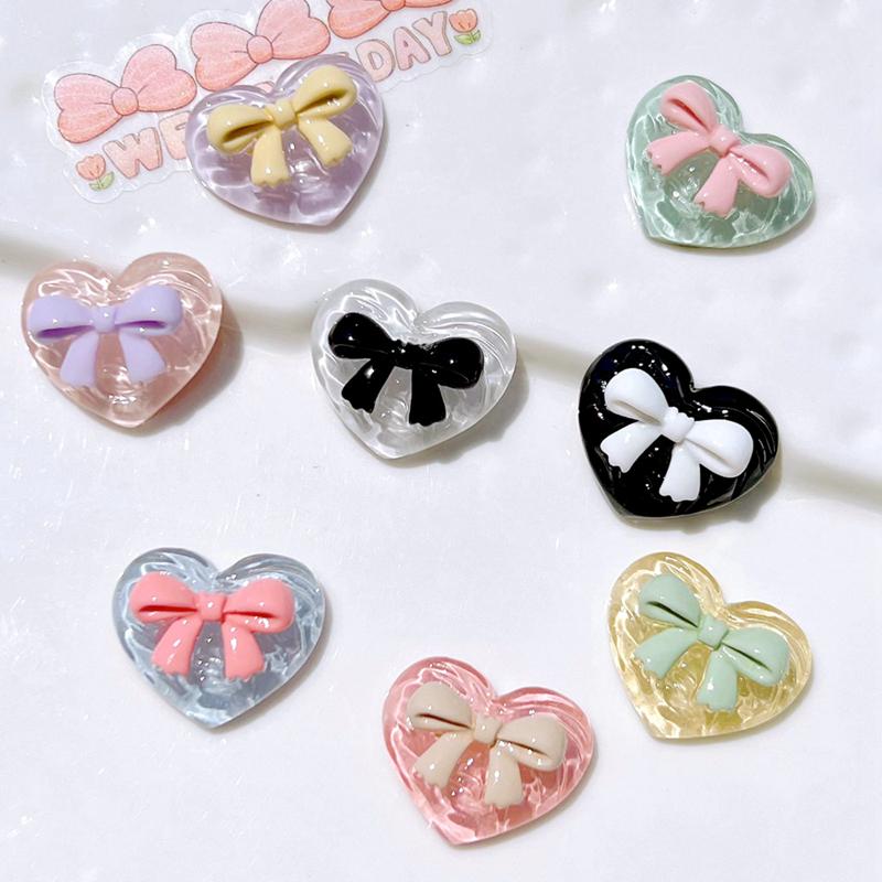 10 Pcs New Cute Cartoon Transparent Heart Shape Butterfly Junction Resin Scrapbook Diy Jewellery Hairpin Accessories Craft A60