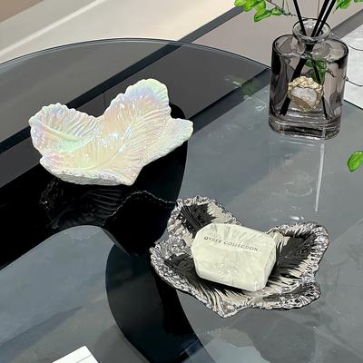 Feather Ceramic Soap Dish Hotel Toilet Creative Drain Soap Box Holder Soap Organization Nordic Home Bathroom Accessories