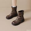 Retro Women's Pleated Thick Soled Short Boots Simple Comfortable Versatile for Daily Casual Wear Women's Single Boots