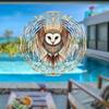 Owl-Design Metal Windmill Garden Decor – Dual-Direction Spinning Wind Chime, White Face & Owl Art, Outdoor Hanging Ornament – Easy