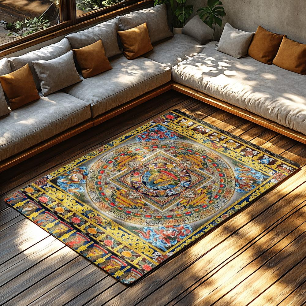 Tibetan Mandala Carpet Prayer Rug Floor Mat Persian Area Rug Home Decor Zen Buddhist Tapestry Living Room Bedroom Dorm