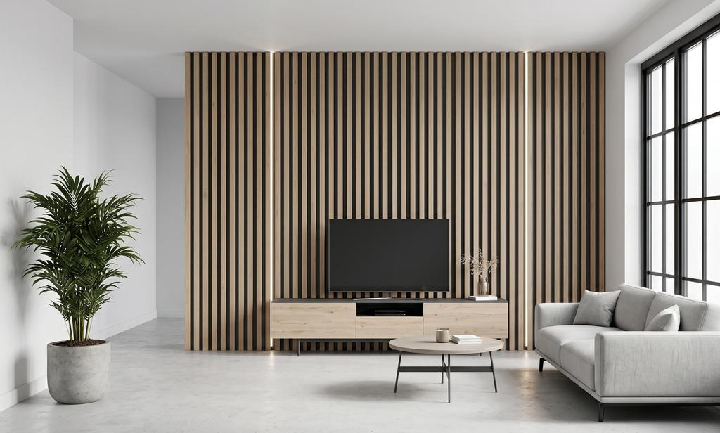 Acoustic Wall Panel Mebano PRO Sonoma Oak with Black HDF Backing 2x 26.5x240 Cm