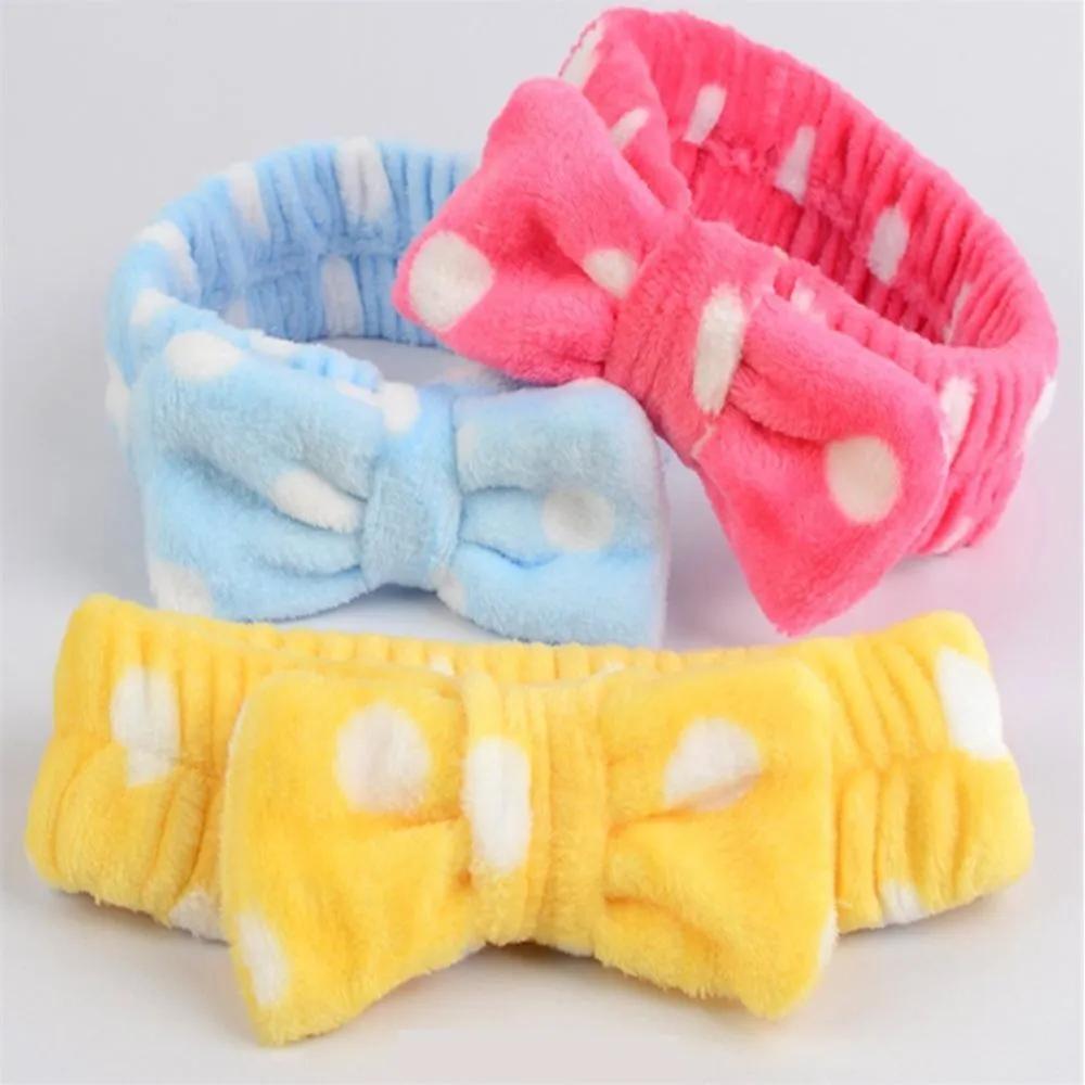 Polka dot ribbon headband ribbon face wash headband hair cap