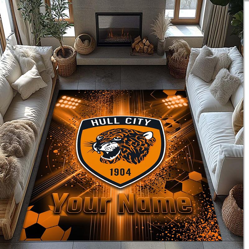 Hull City Printed Crystal Velvet Rug Non‑Slip Crystal Velvet Carpet For Sofa Bedroom Indoor Home Decoration