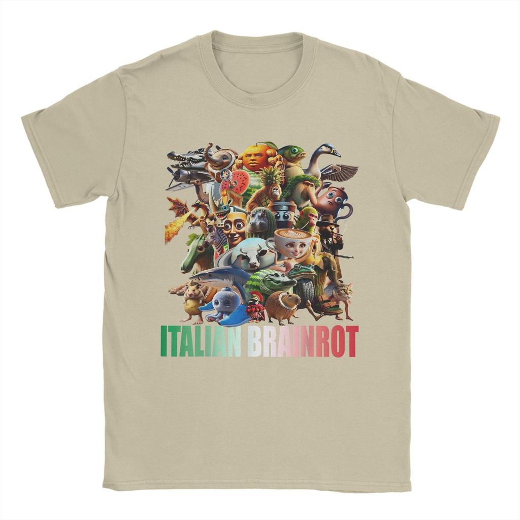 Italian Brainrot Characters Funny Meme Popular TShirt Unisex Novelty Cotton Tees O Neck Short Sleeve T Shirts Printing Clothing