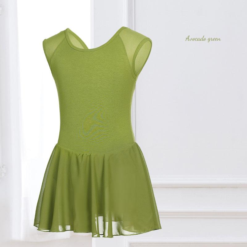 

Girls Ballet Dress Sleeveless Dance Leotard Dress Cotton Splice Dance Dress for Girls Kids Ballet Leotard with Chiffon Skirt 170 зелений