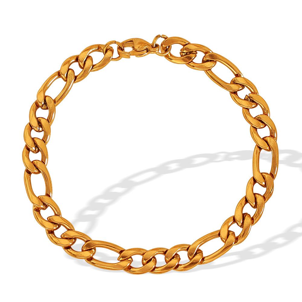 Mode Luxe Léger Figaro Chaîne Cubaine Bracelet en Acier Titane Tempérament Polyvalent Simple Personnalité Bracelet