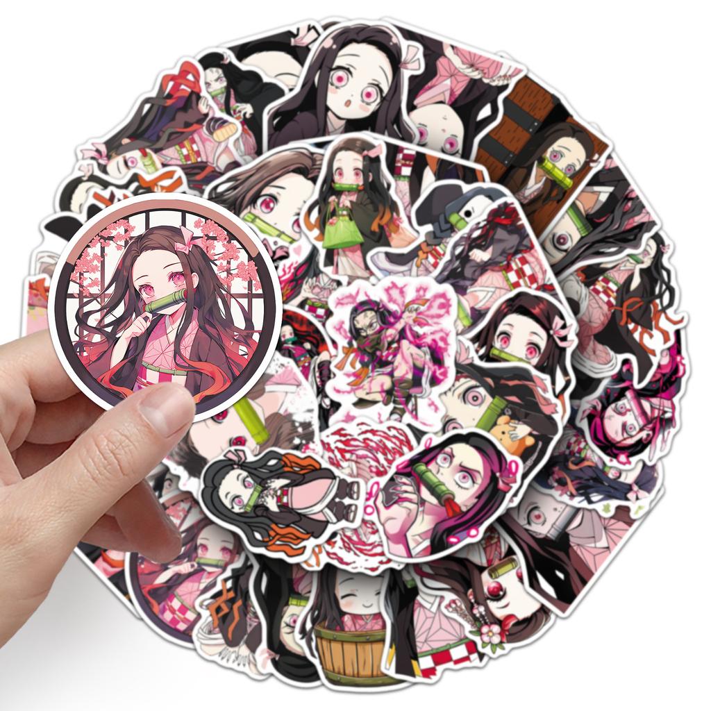 50 Nezuko Cartoon Stickers Personalized Demon Slayer: Blade Decorative Mobile Case Water Cup Japanese Comic Stickers