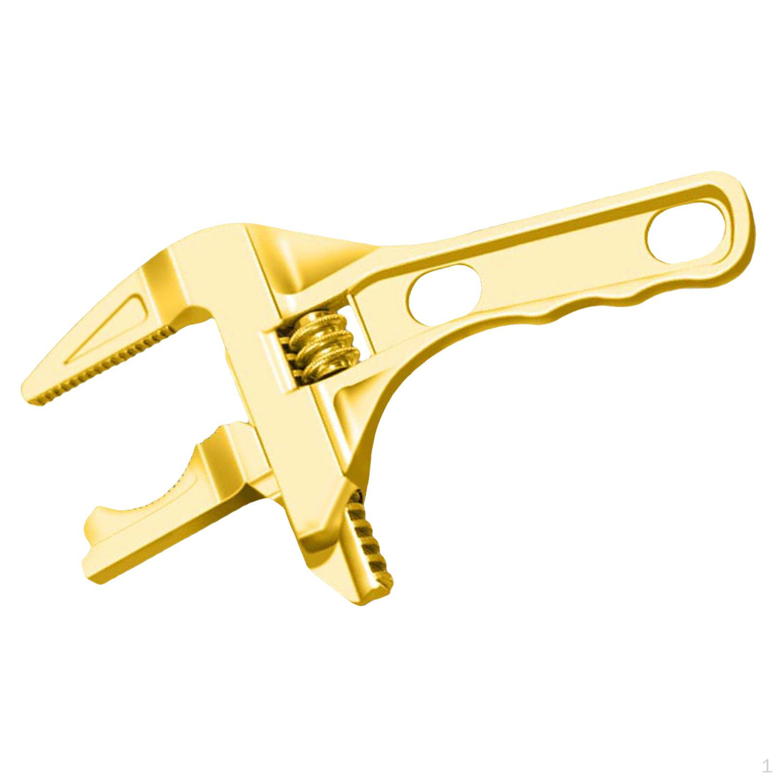 Adjustable Large Opening Wrench, Bathroom Aluminum Alloy Nut Hand Tool Plumbing Golden