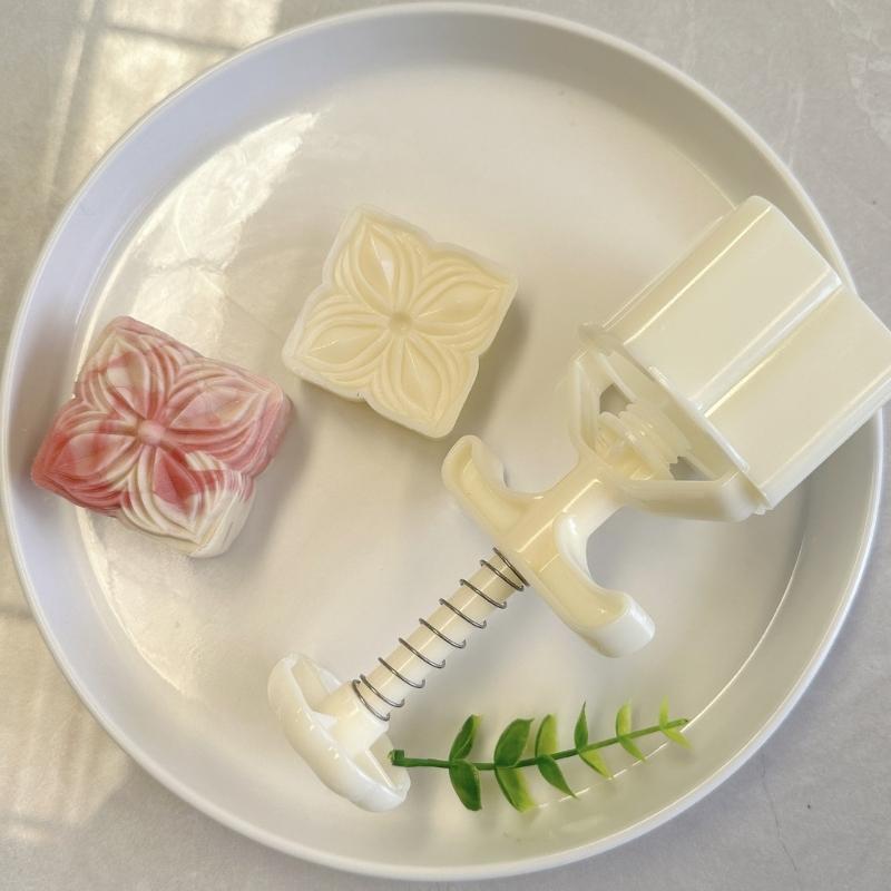 Quadratisches Blumenmuster Mondkuchenformen Mondkuchenmacher für das Mittherbstfest Keksstempel Handdruck Backwerkzeug