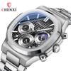 Luxury Watch Men Business Fashion Waterproof Stainless Steel Chronograph Moon Phase Quartz Wristwatch Male Clock