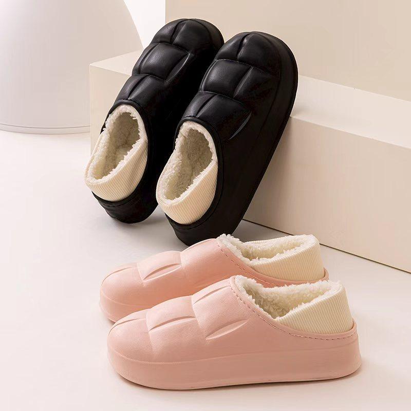 Qidashun's New Autumn and Winter Cotton Slippers, Indoor and Outdoor Waterproof Cotton Shoes To Keep Warm, Couple Thickened EVA Cotton Mop