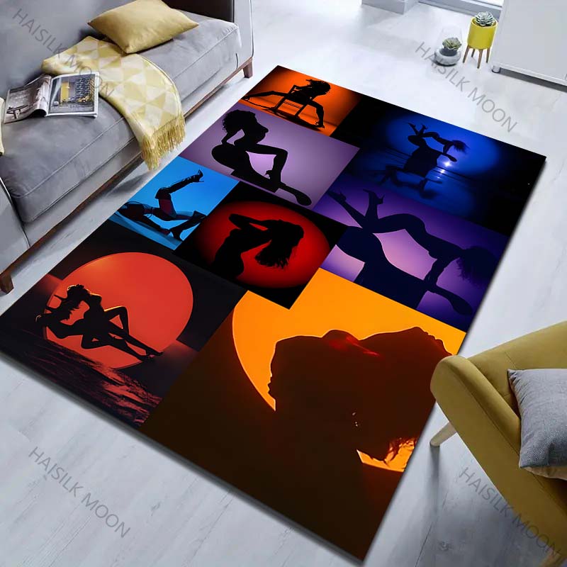 15 Sizes Pole Dance Art Print Carpet for Living Room Bedroom Sofa Doormat Decor Area Rug Non-slip Floor Mat for Gifts