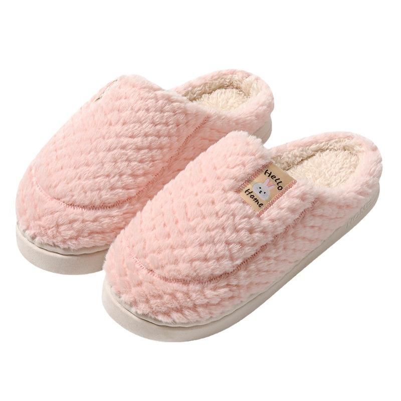 Cotton Slippers Women's Autumn New Velvet Warm Cotton Shoes Couple Home Hair Slippers Shoes Bag Head Cotton Mop