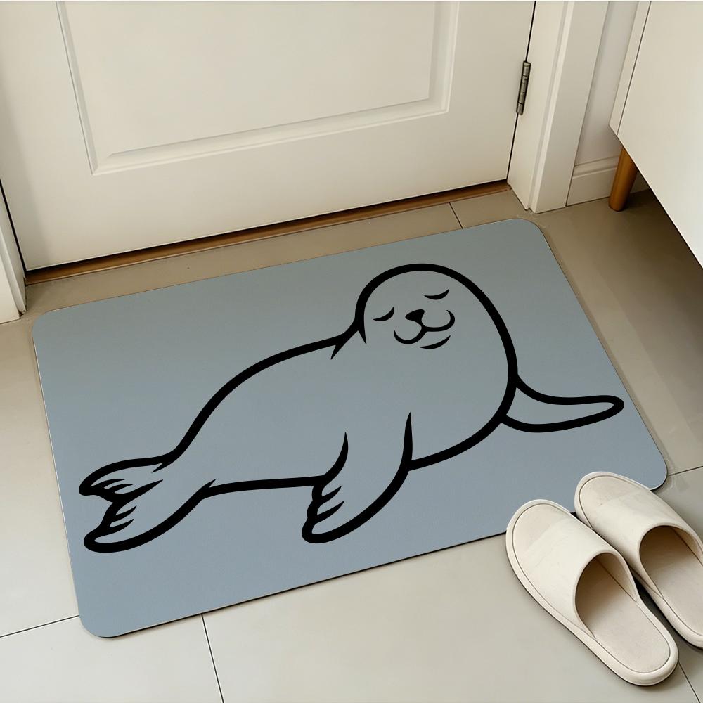 Cute Round Face Seal Floor Mat carpet diatom mud bathroom quick-drying absorbent floor mat household bathroom