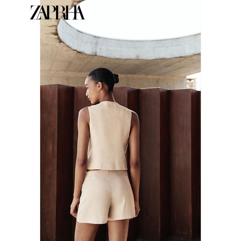 Zaprha 2025 Summer New Women Clothes Fashion French Style Beaded Simple Sleeveless Vest Vest 3431998
