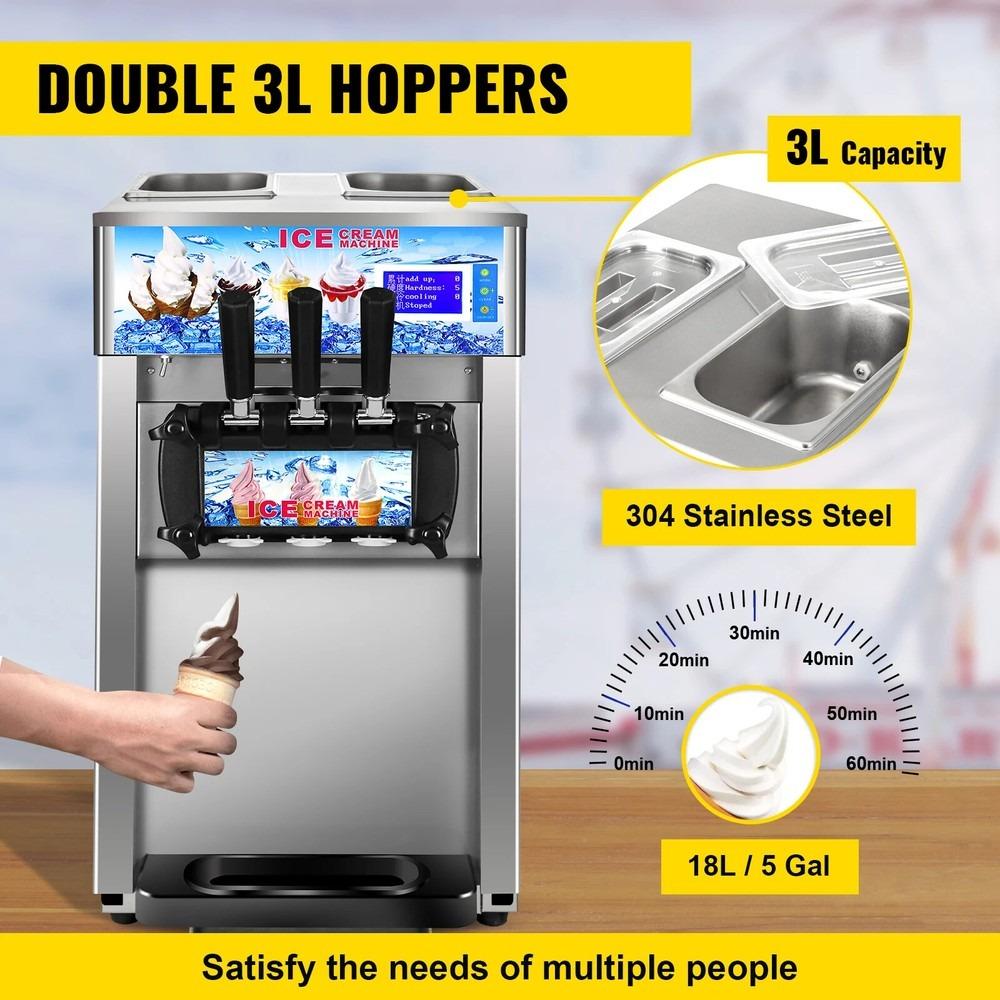 Commercial Ice Cream Machine 18L/H 1200W Countertop Soft Serve Maker