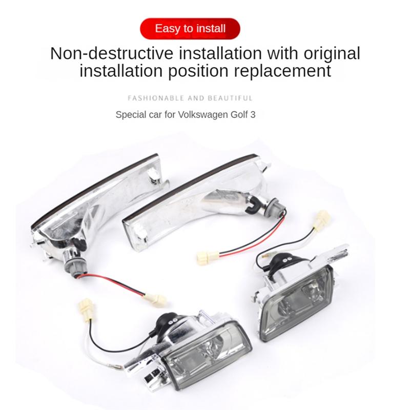 A28G-For Jetta MK3 Golf 1992-1997 Accessories Car Front Bumper Fog Light Turn Signal Light