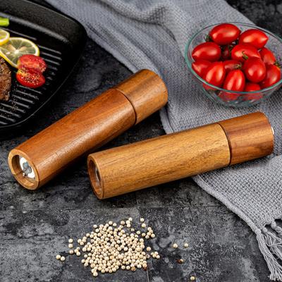 2Pcs Pepper Grinder Manual Salt Pepper Mill Set with Adjustable Coarseness Refillable Ceramic Core Wooden Body Cumin Grinder Mill