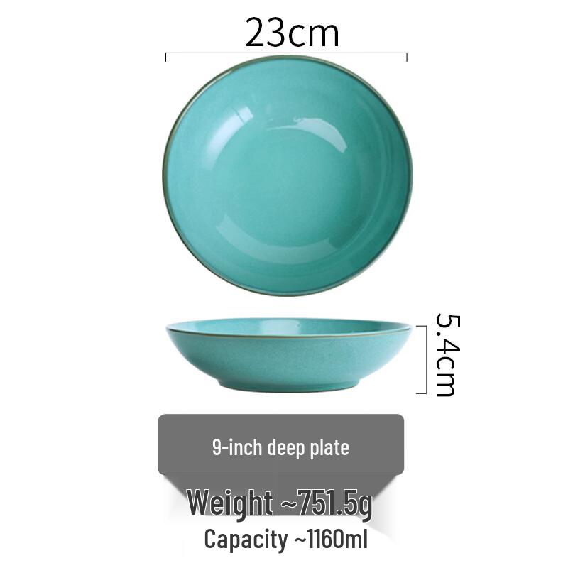 Retro Green Ceramic Deep Plate