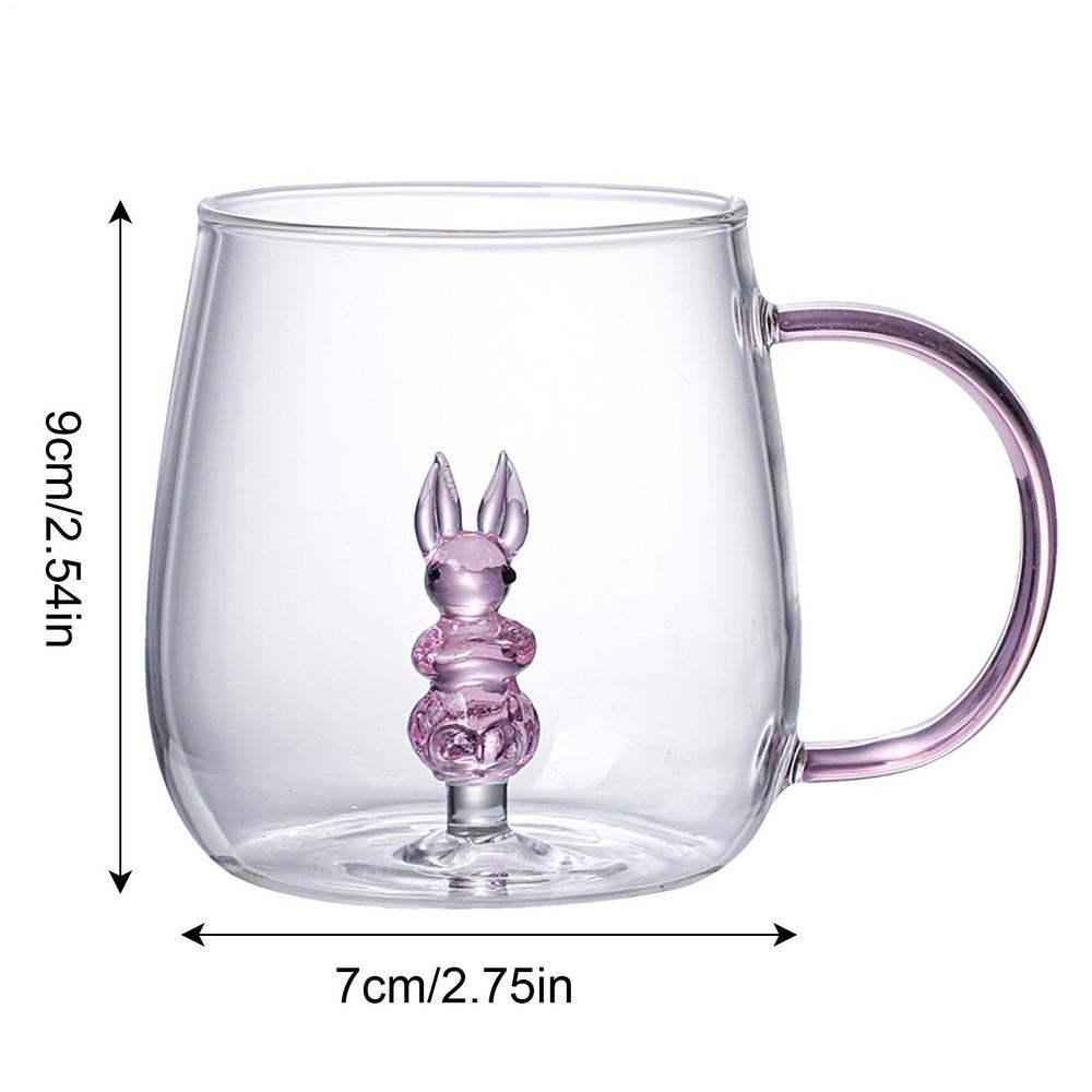 

3D Animal Coffee Mug 380ml Transparent 3D Animal Borosilicate Glass Drinking Cups Portable Coffee Cups for Cold & Hot Drinks 301-400ml