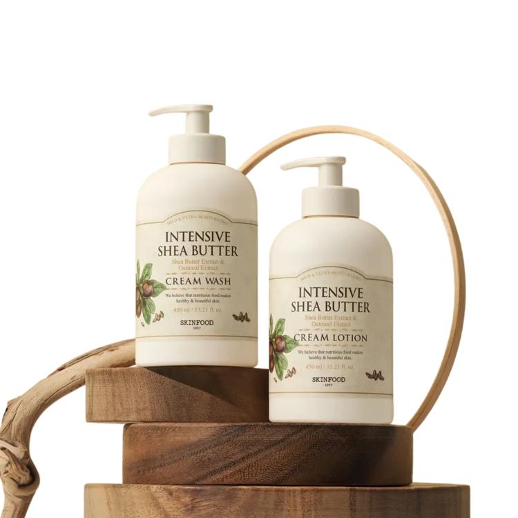 Skinfood Intensive Shea Butter Cream Body Wash Deep Moisturizing Nourishing Hydrating Shower Cleanser for Dry Sensitive Skin 450ml